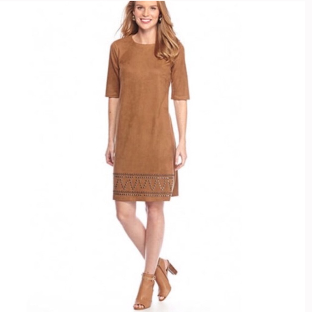 Spense Western Suede Boho Dress Camel Color SZ 4